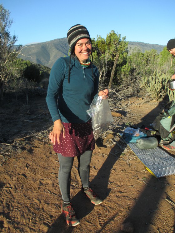 Micaela with her Oreo breakfast 
