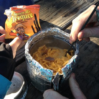 Mmm mac & cheese with "jerky"